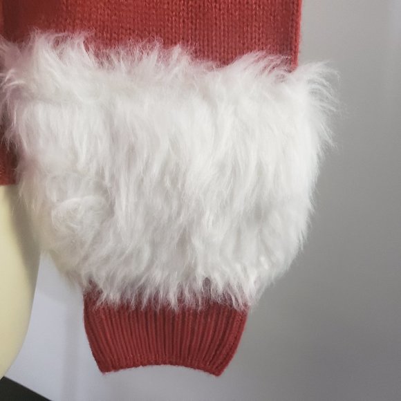 NWT Santa Christmas Sweater holds 6 cans X-Mas Vegan fur accents - Picture 7 of 11